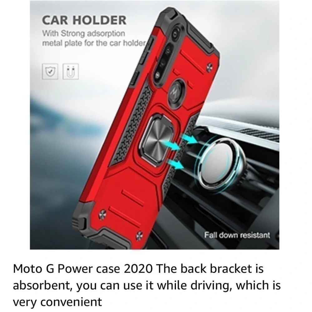 MOTO G Power Red phone case with extras kick stand finger ring NWT